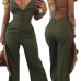 Sexy V Neck Backless Army Green Cotton One-piece Jumpsuits