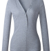 Sexy V Neck Buttons Design Grey Cotton Blends One-piece Skinny Jumpsuits