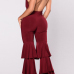 Sexy V Neck Falbala Design Red Milk Fiber One-piece Jumpsuits(Without Choker)