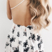 Sexy V Neck Floral Print White Blending One-piece Jumpsuits