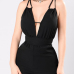 Sexy V Neck Spaghetti Strap Sleeveless Backless Black Knitting One-piece Skinny Jumpsuits