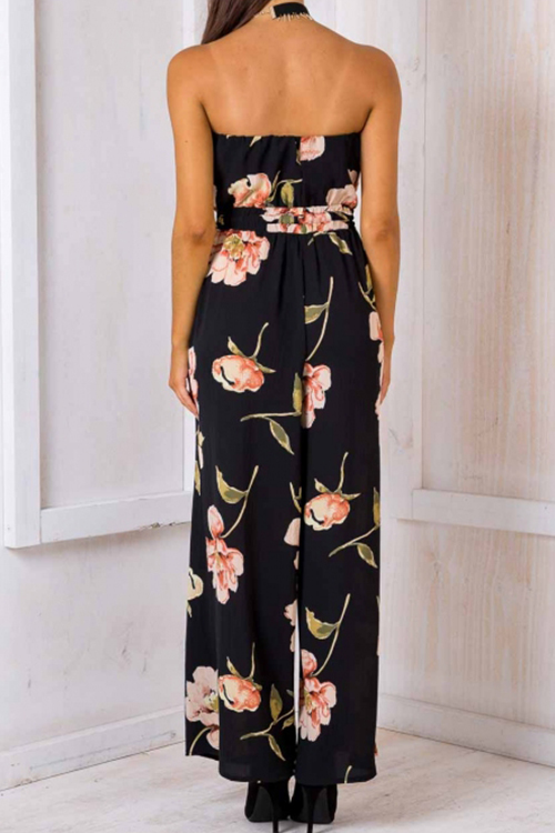 Spandex Floral Regular Jumpsuits(Non Positioning Printing)(With Belt)