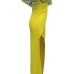 Stylish Bateau Neck Short Sleeves High Split Yellow Healthy Fabric One-piece Jumpsuits