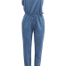 Stylish Dew Shoulder Light Blue Denim One-piece Jumpsuits