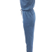 Stylish Dew Shoulder Light Blue Denim One-piece Jumpsuits