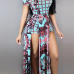 Stylish Dew Shoulder Printed Patchwork Milk Fiber One-piece Skinny Jumpsuits