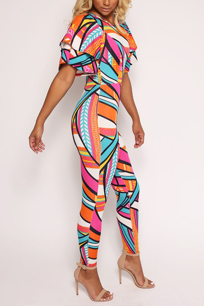 Stylish Digital Printing Qmilch One-piece Skinny Jumpsuits