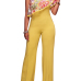 Stylish Embroidered Design Asymmetrical Yellow Cotton Blends One-piece Jumpsuits