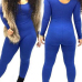 Stylish O Neck Long Sleeves Royalblue Qmilch One-piece Skinny Jumpsuit