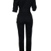 Stylish One-shoulder Black Polyester One-piece Jumpsuits(With Belt)