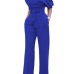 Stylish One-shoulder Blue Polyester One-piece Jumpsuits(With Belt)