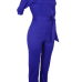 Stylish One-shoulder Blue Polyester One-piece Jumpsuits(With Belt)