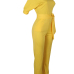 Stylish One-shoulder Yellow Polyester One-piece Jumpsuits(With Belt)