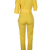 Stylish One-shoulder Yellow Polyester One-piece Jumpsuits(With Belt)