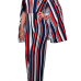 Stylish Striped Red Cotton One-piece Jumpsuits