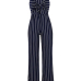 Stylish Striped Royalblue Cotton One-piece Jumpsuits