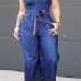 Trendy Dark Blue Denim One-piece Jumpsuits