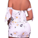 Trendy Dew Shoulder Printed White One-piece Skinny Jumpsuits