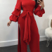 Trendy Dew Shoulder Side Split Red Polyester One-piece Jumpsuits