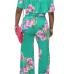 Trendy Printed Green Milk Fiber One-piece Jumpsuits