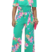 Trendy Printed Green Milk Fiber One-piece Jumpsuits