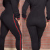 Trendy Round Neck Falbala Design Black Polyester One-piece Jumpsuits