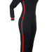 Trendy Round Neck Falbala Design Black Polyester One-piece Jumpsuits