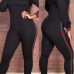 Trendy Round Neck Falbala Design Black Polyester One-piece Jumpsuits