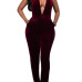 Velvet Solid Skinny Jumpsuits