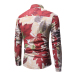  Fashion Turndown Collar Long Sleeves Leaf Printed Khaki Cotton Shirts(Non Positioning Printing)