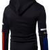  Fashionable Hooded Collar Patchwork Black Cotton Blends Hoodies