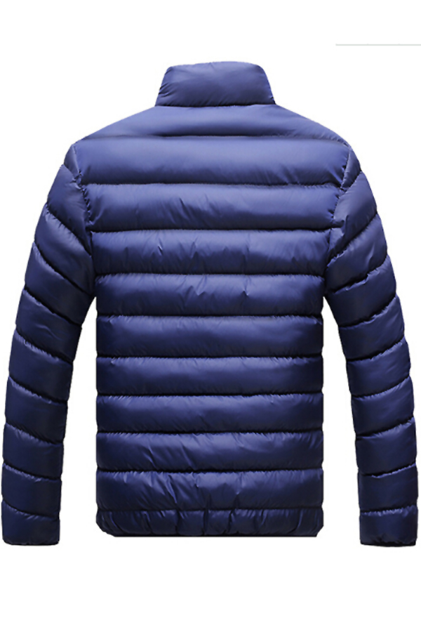  Fashionable Mandarin Collar Long Sleeves Navy Blue Cotton Blends Parkas(Without Inner Clothes)