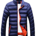  Fashionable Mandarin Collar Long Sleeves Navy Blue Cotton Blends Parkas(Without Inner Clothes)