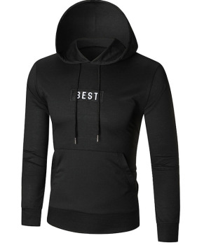  Leisure Hooded collar Letters Printed Black Cotton Blends Hoodies