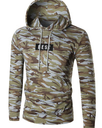  Leisure Hooded collar Letters Printed Camo Cotton Blends Hoodies