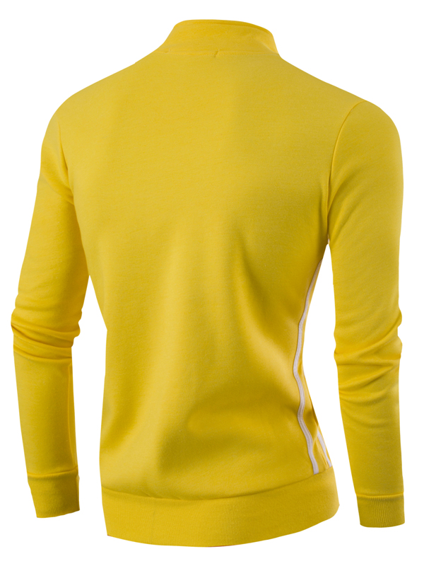 Euramerican Mandarin Collar Long Sleeves Zipper Design Yellow Cotton Blends Coat