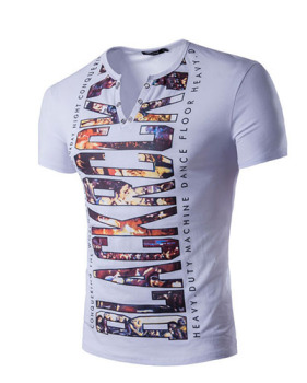 Pullovers Cotton V Neck Short Sleeve Print Men Clothes