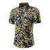 Stylish Mandarin Collar Short Sleeves Printed Yellow Cotton Blends Two-piece Shorts Set