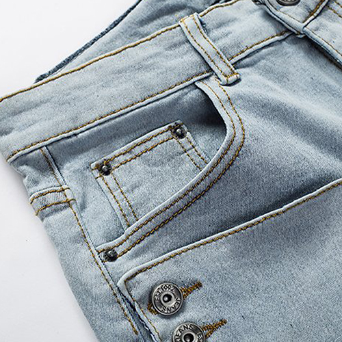 Stylish Zipper Design Blue Denim Shorts