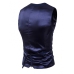 Trendy  V Neck Button Design Navy Blue Cotton Blends Vest