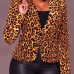  Euramerican Turndown Collar Panther Print Polyester Blazer