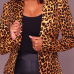  Euramerican Turndown Collar Panther Print Polyester Blazer