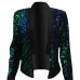  Sexy Mandarin Collar Sequins Decoration Green Polyester Blazer