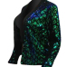  Sexy Mandarin Collar Sequins Decoration Green Polyester Blazer