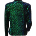  Sexy Mandarin Collar Sequins Decoration Green Polyester Blazer