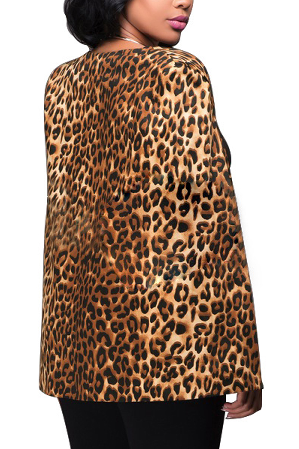  Stylish Leopard Print Polyester Blazer