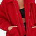  Casual Turndown Collar Long Sleeves Red Polyester Coat