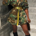  Casual Turndown Collar Single Breasted Camo Cotton Blends Coat(Without Belt)