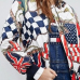  England Mandarin Collar Coloured Flags Printed Cotton Zipped Jacket(Non Positioning Printing)