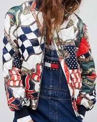  England Mandarin Collar Coloured Flags Printed Cotton Zipped Jacket(Non Positioning Printing)